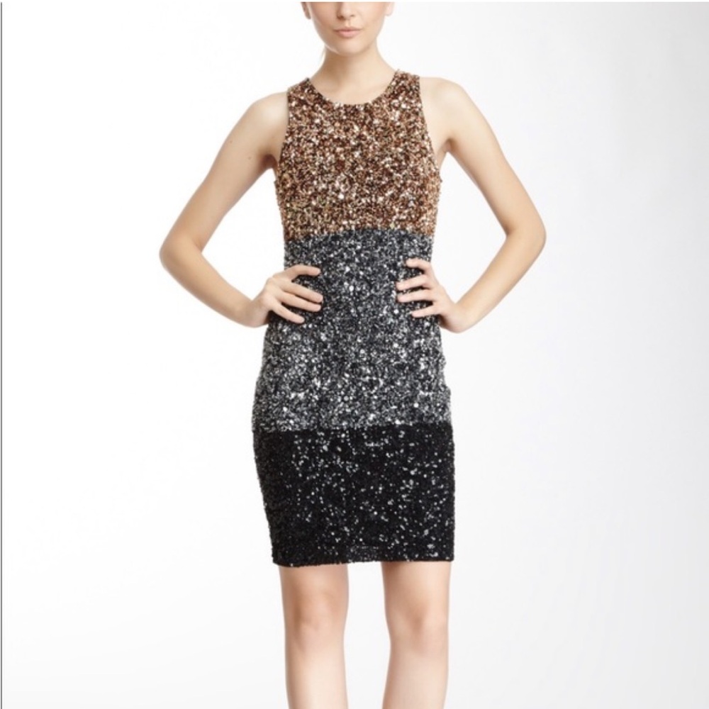 French‎ Connection Gold Black Cocktail evening event Dress Size 2